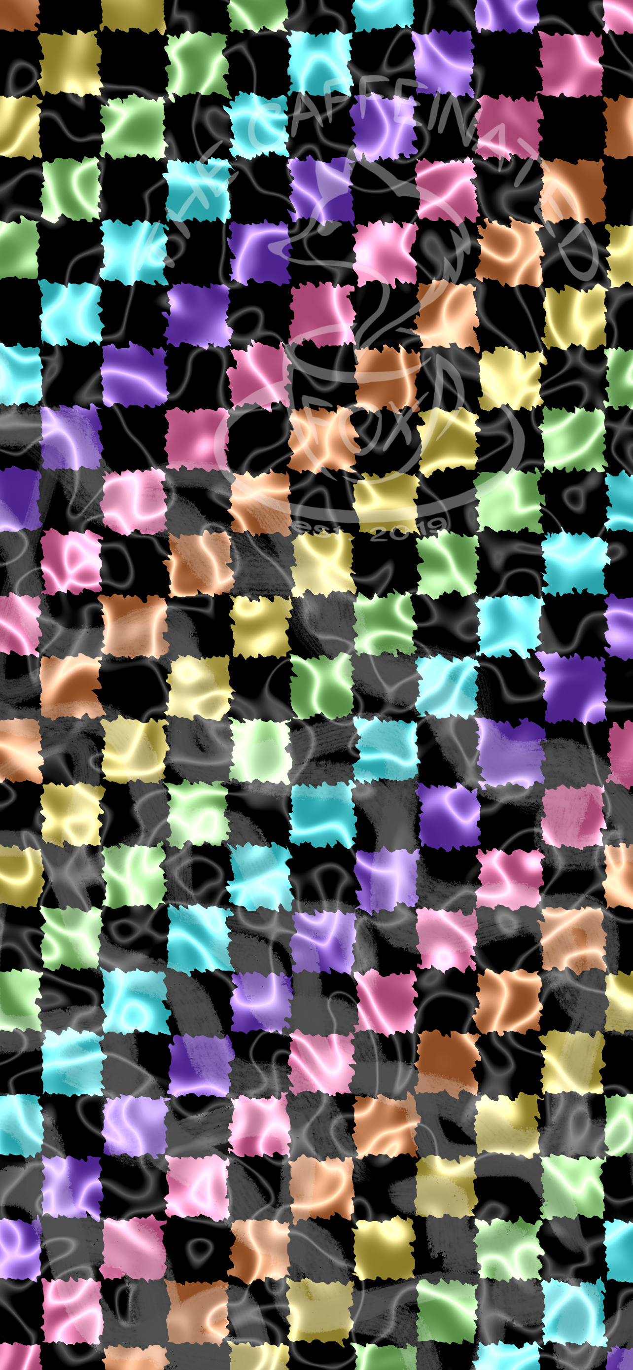 Fuzzy Water Rainbow Checkers Phone Wallpaper