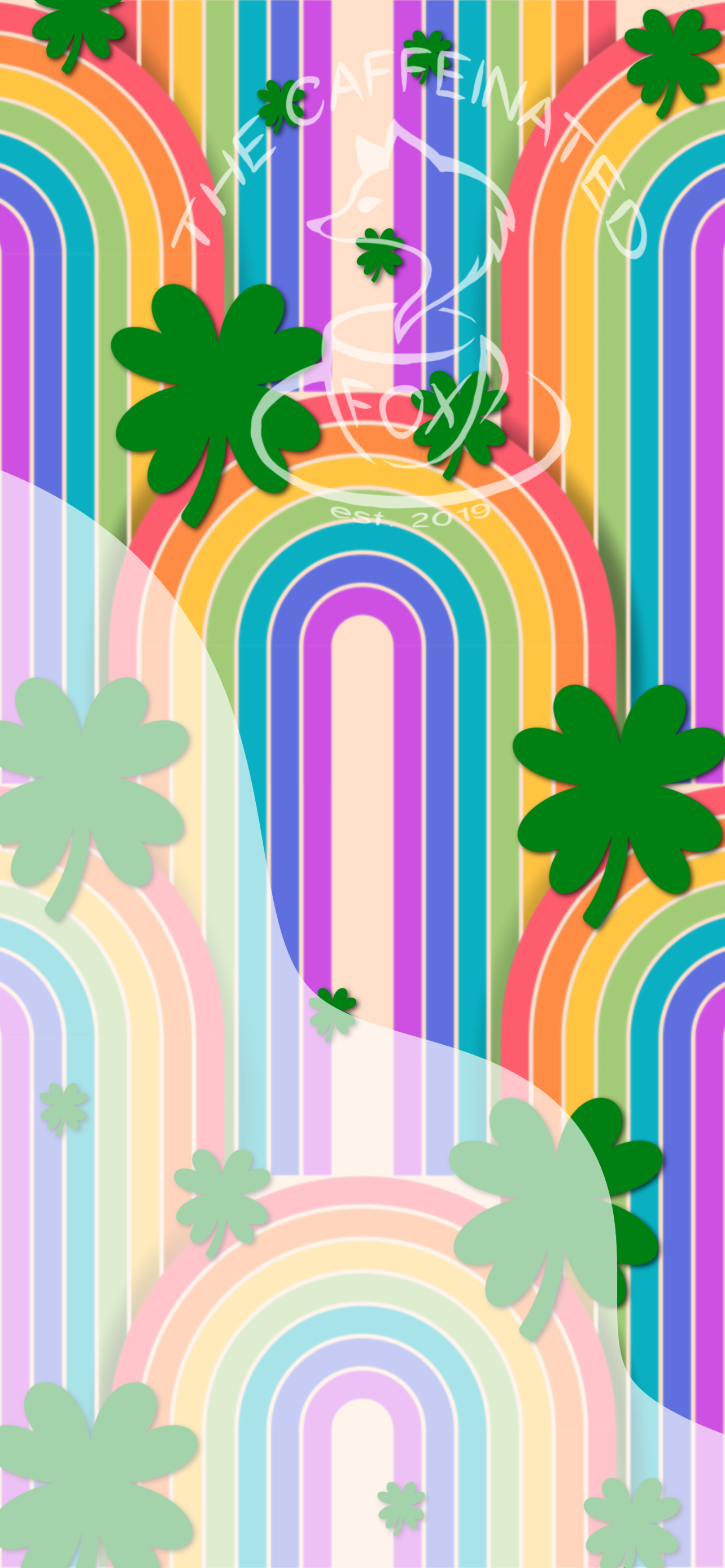 Waterfall Rainbows w/ Shamrocks Wallpaper