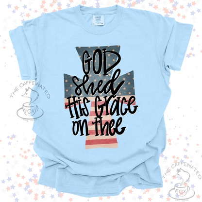 God Shed His Grace on Thee Flag Cross