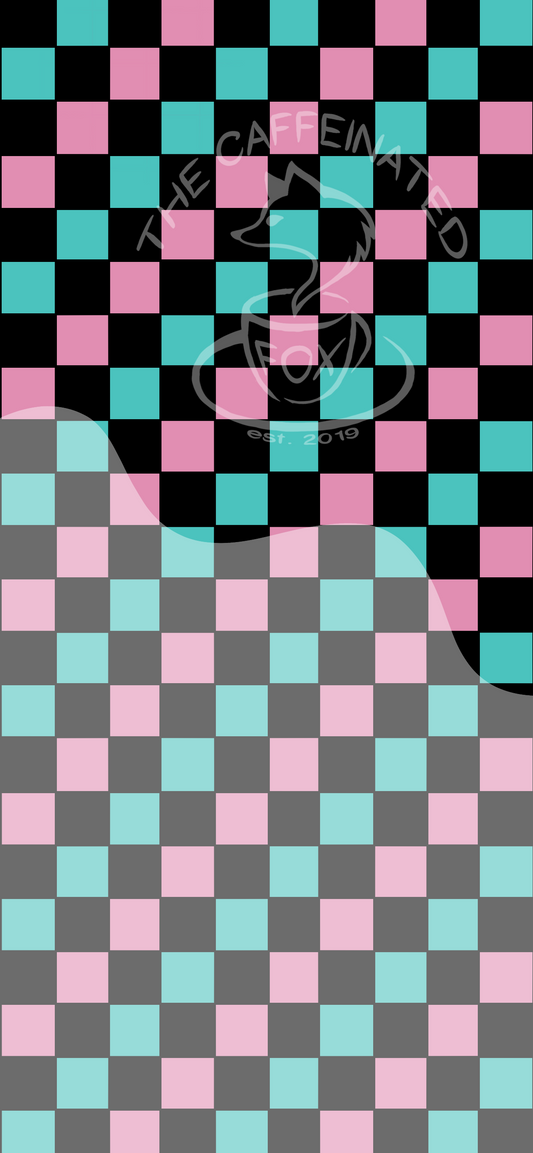 Pink & Blue Checkers Phone Wallpaper